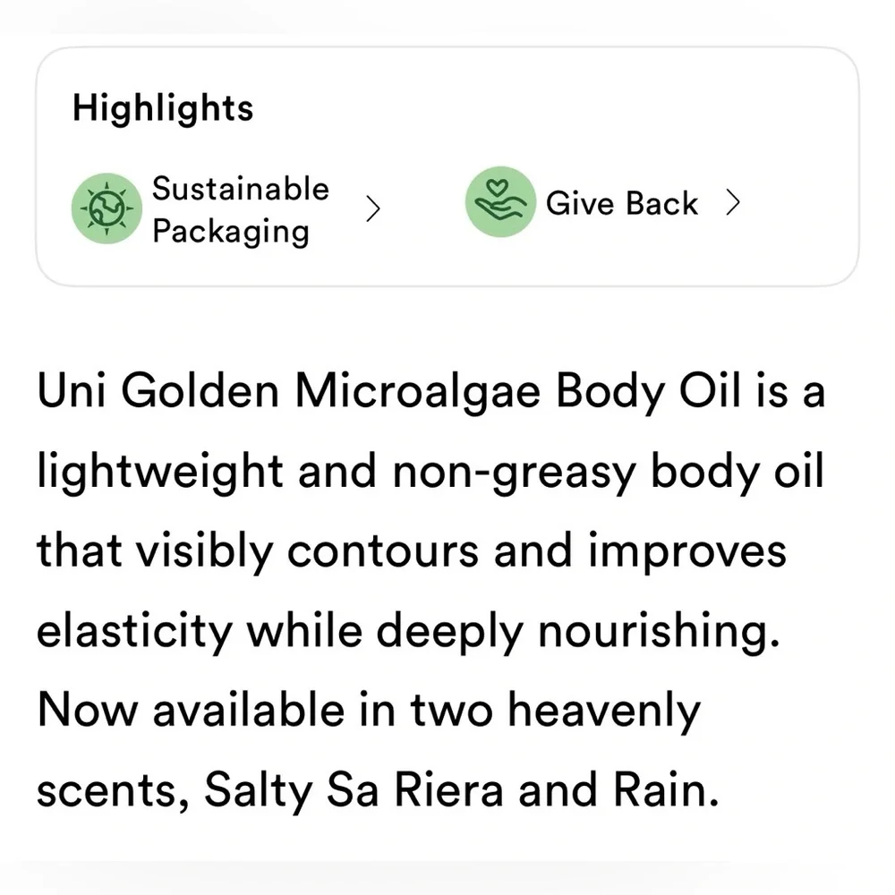 uni  24 hr serum and oil set in Rain
